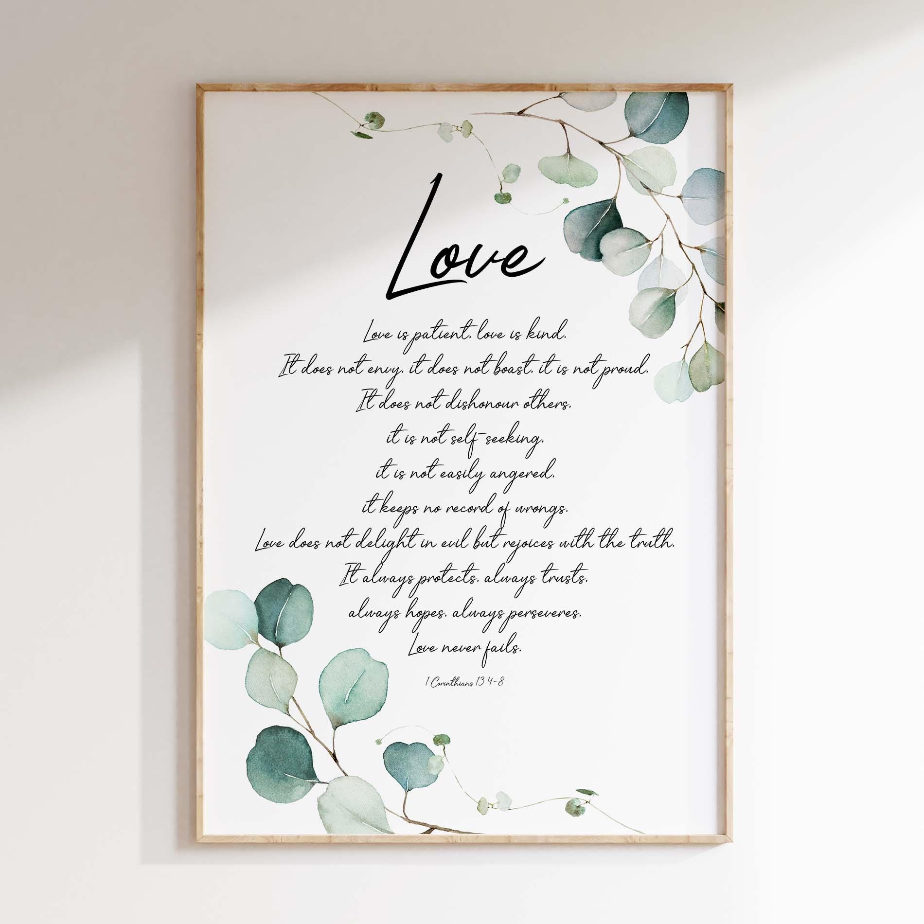 1 Corinthians 13, Love Poster, Love Bible Verse, Christian Artwork ...