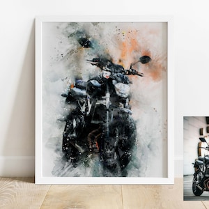 Custom Motorbike Portrait, Personalized Motorcycle Art Print, Motorcycle Gifts, Motorbike Gifts for Boyfriend, Biker Gift for Boyfriend Gift