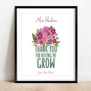 Thank You for Helping Me Grow Teacher Gifts Personalized Teacher Poster ...