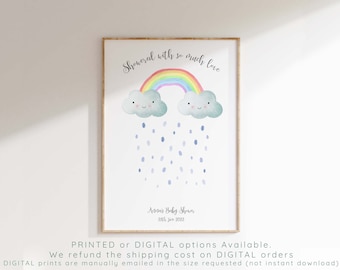 Rainbow Baby Shower Guest Book Alternative Baby Shower Keepsake Idea, Fingerprint Guest Book Baby Shower Guest Book Finger Print Guest Book