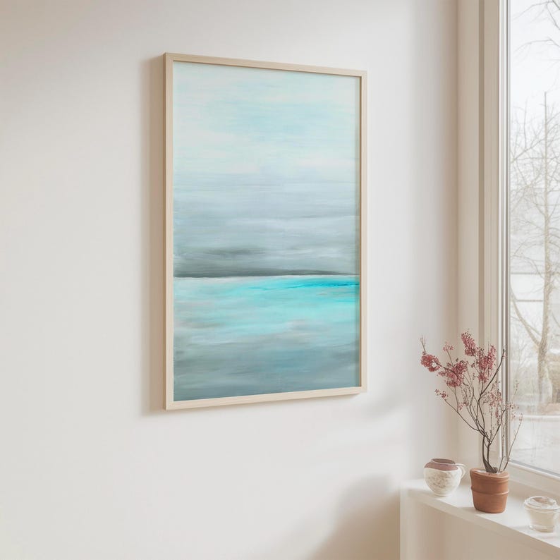 Abstract Seascape Painting Print Ocean Painting Coastal Wall Art Beach Themed Decor Nautical Decor Beach Wall Art Turquoise Coastal Prints image 2