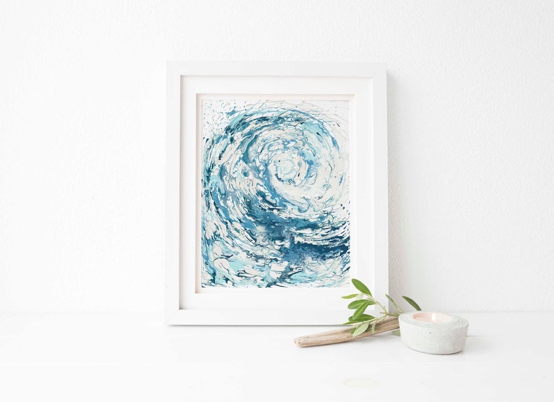 Striking blue wave artwork, a must-have statement piece for bathrooms, perfect as a housewarming or holiday gift.Rolling blue wave painting, a captivating wall art gift for anniversaries, adding elegance to modern interiors.