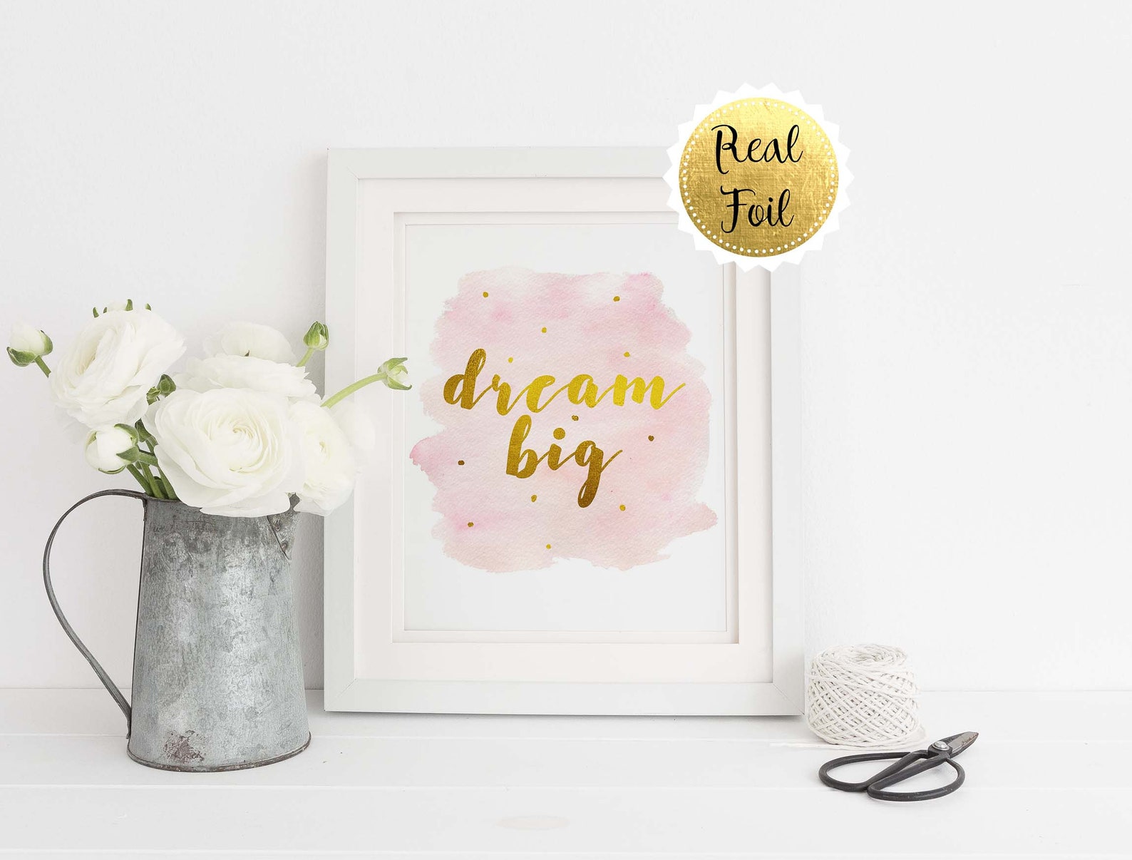 Rose Gold Decor Dream Big Wall Art Rose Gold Wall Art Foil Etsy