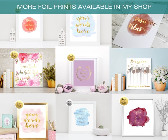 Personalised Foil Print Rose Gold Bedroom Decor Copper Foil Print Custom Foil Print Gold Foil Print Rose Gold Wall Art Rose Gold Gift