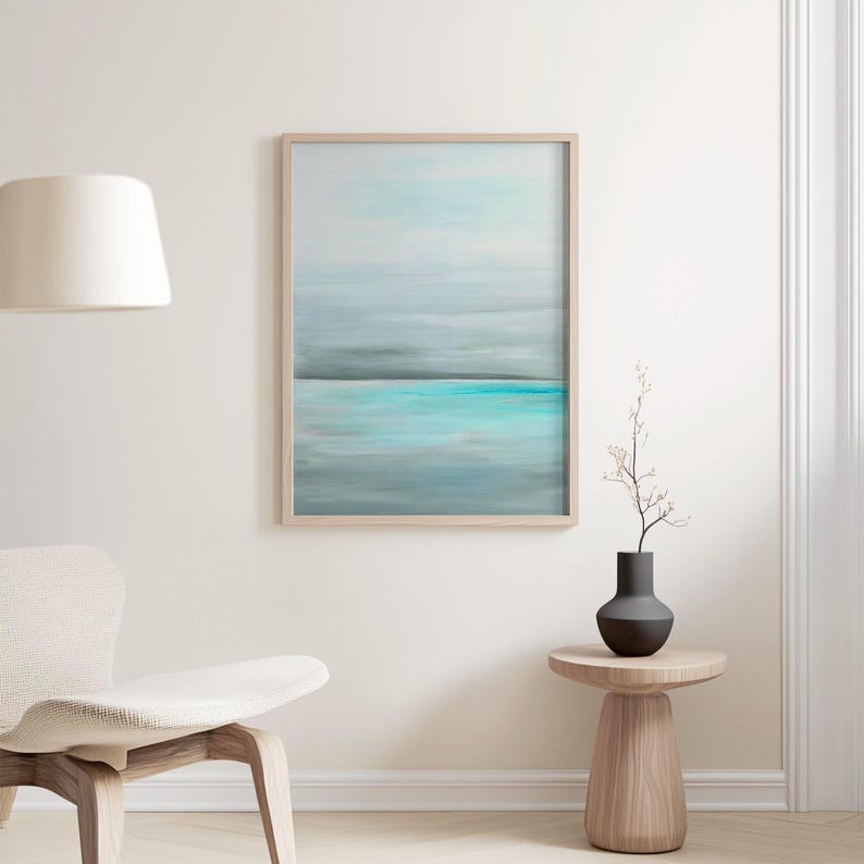 Abstract Seascape Painting Print Ocean Painting Coastal Wall Art Beach Themed Decor Nautical Decor Beach Wall Art Turquoise Coastal Prints image 4