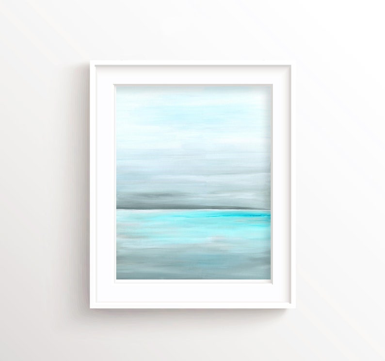 Ocean Print, Abstract Beach Art, Turquoise Water Print, Abstract Seascape Painting, Serene Wall Art, Peaceful Home Decor, Abstract Blue Art image 6