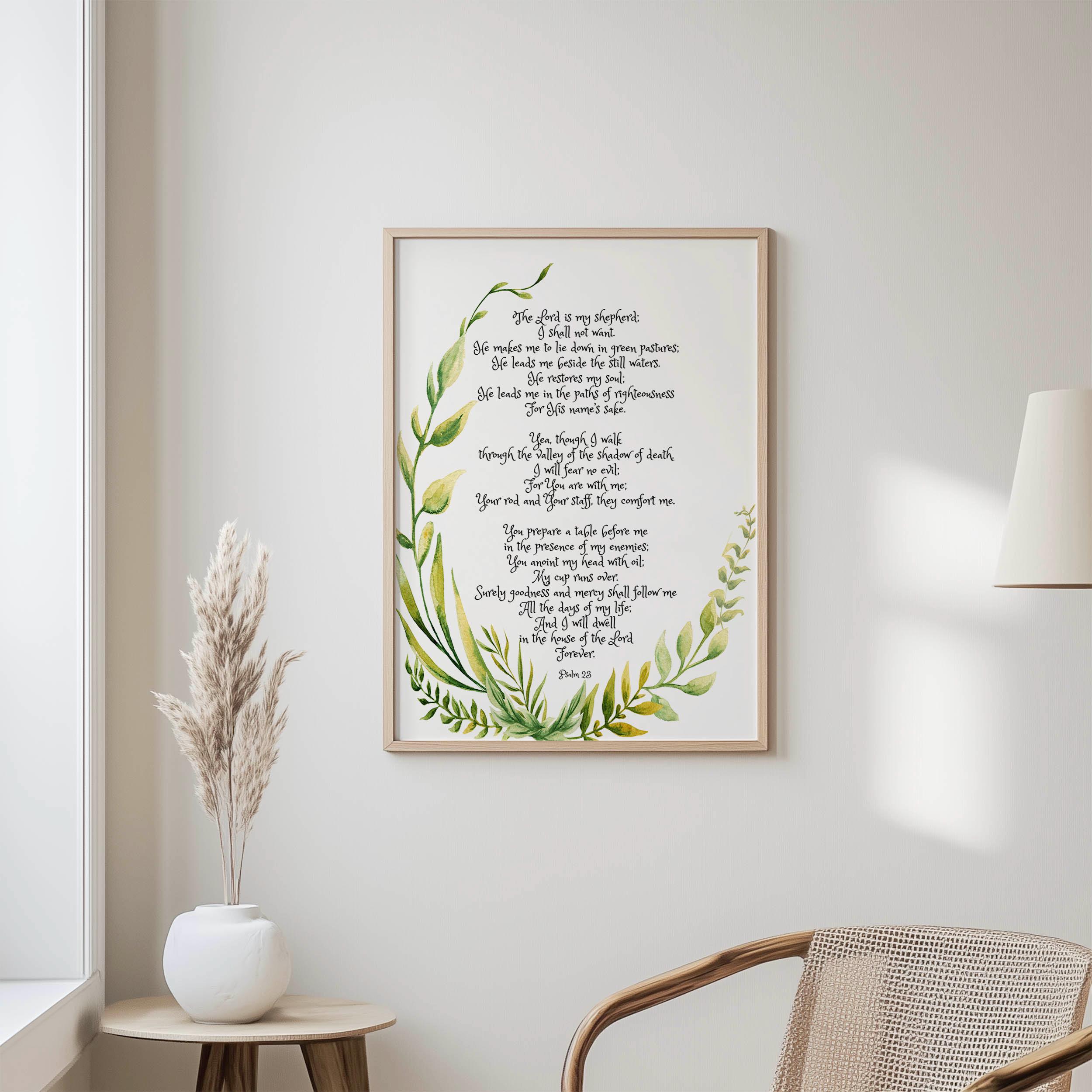 Psalm 23 Print, Scripture Art Print, Christian Posters, Scripture Art ...