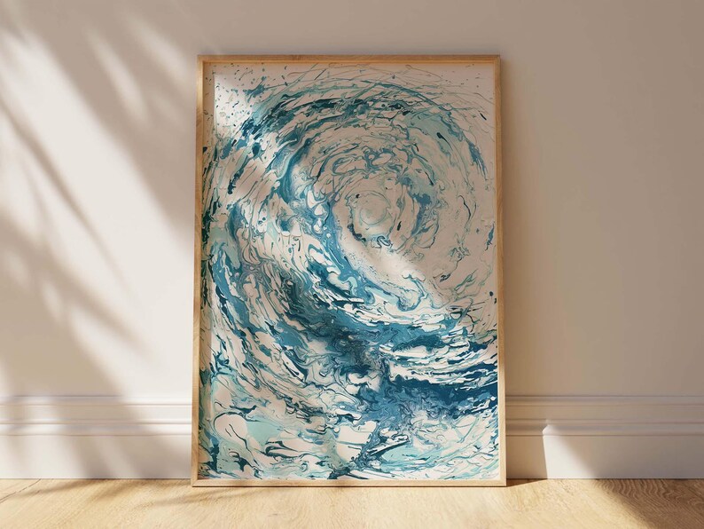 Arte de surf, impresión abstracta de olas, decoración de playa, arte de pared costero, decoración con temática de playa, pintura marina, arte oceánico, pintura de olas, pintura abstracta de paisaje marino imagen 11
