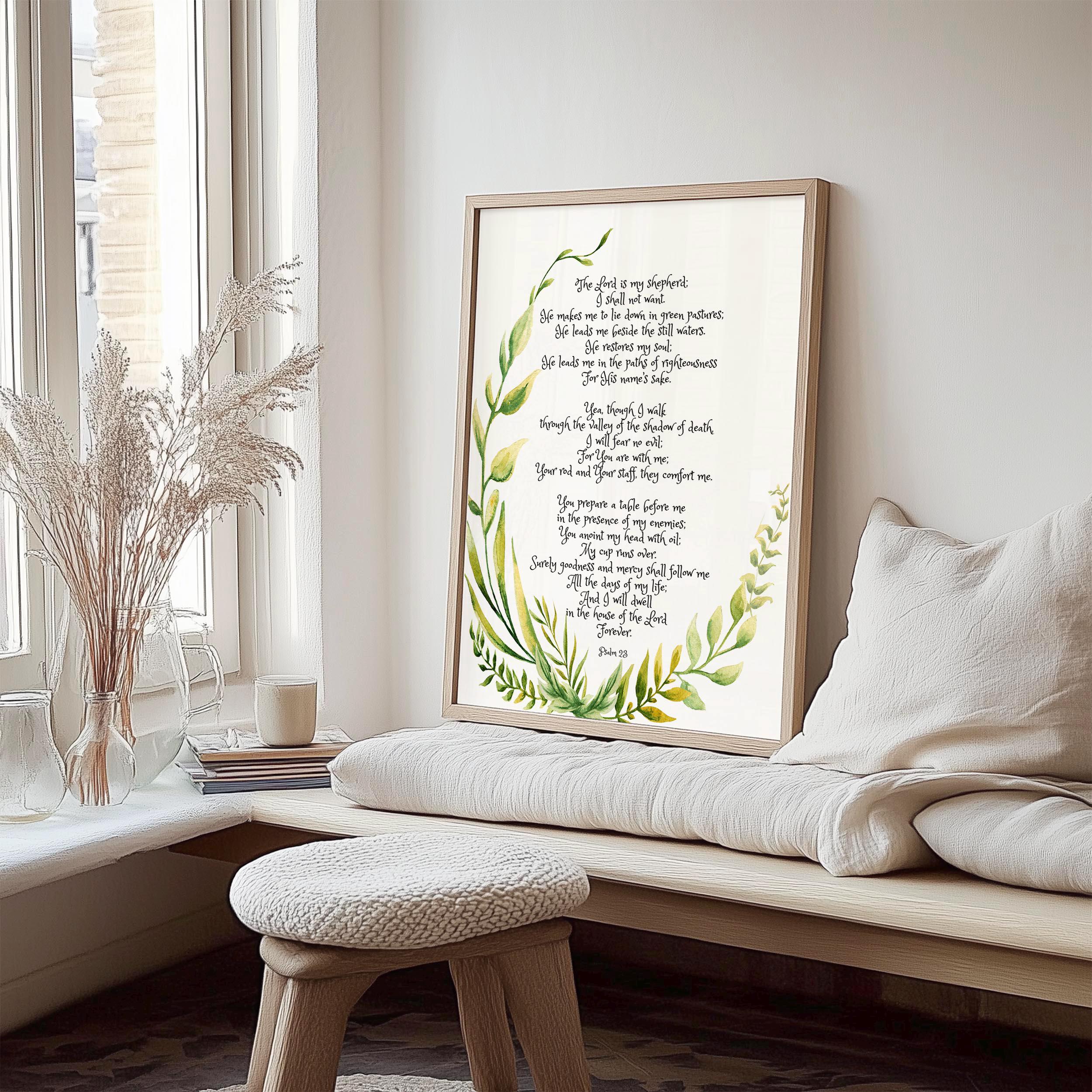 Psalm 23 Print, Scripture Art Print, Christian Posters, Scripture Art ...