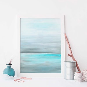 Abstract turquoise sea artwork, Still Sea, a perfect housewarming gift for lovers of ocean-inspired decor.
Calming aqua and white sea print, ideal for creating a peaceful vibe in modern interiors, a great gift for art enthusiasts.