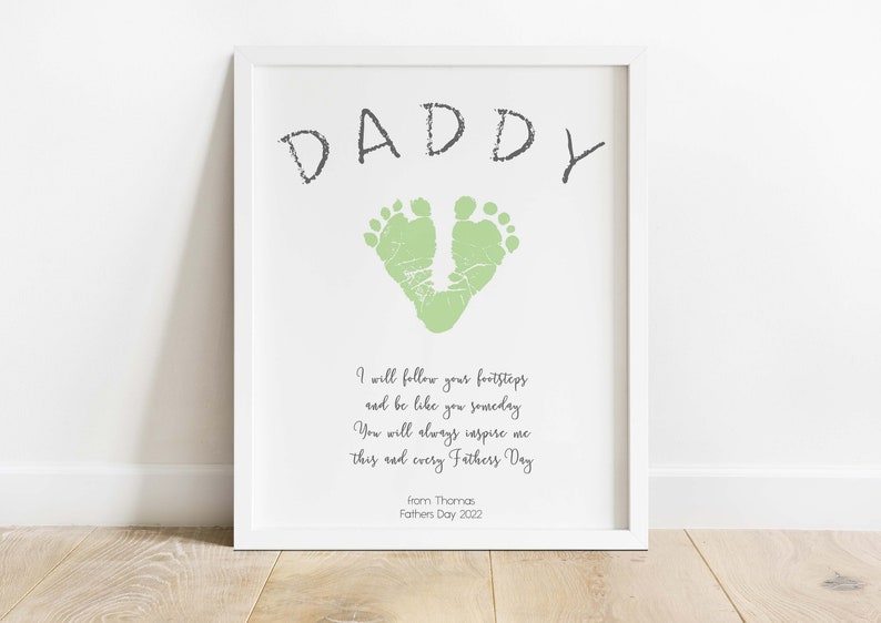 1st Fathers Day Gift from Baby Footprint Art, First Fathers Day Gift from Kids, New Dad Gift, Daddy Gifts, Birthday Dad, Handprint Keepsake image 5