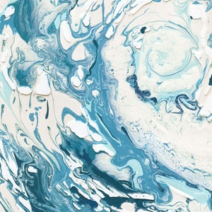 Captivating blue wave painting, a statement piece for kitchens, perfect for gifting ocean-inspired decor fans. Abstract rolling wave wall art, ideal for a modern gallery wall and as a unique gift for beach house owners.