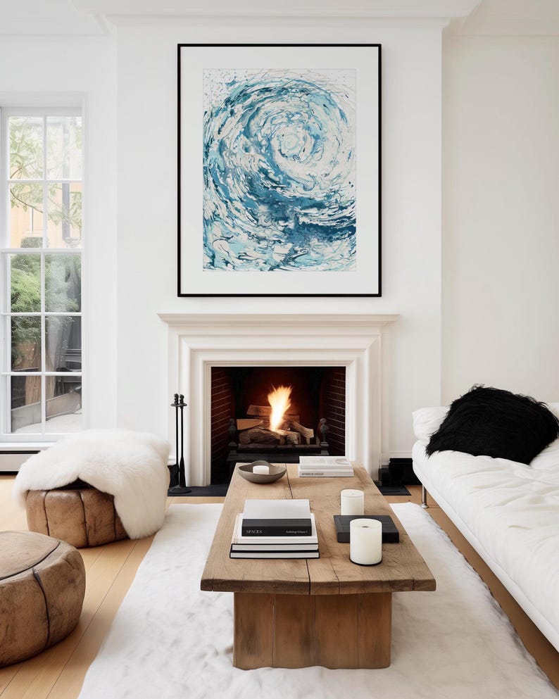 Arte de surf, impresión abstracta de olas, decoración de playa, arte de pared costero, decoración con temática de playa, pintura marina, arte oceánico, pintura de olas, pintura abstracta de paisaje marino imagen 1