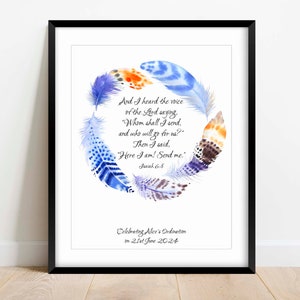 Regalo de ordenación, Isaías 6:8, Arte mural bíblico, Decoración de pared con las Escrituras, Póster personalizado con versículos bíblicos, Regalos personalizados para pastores, Católico, Diácono imagen 6