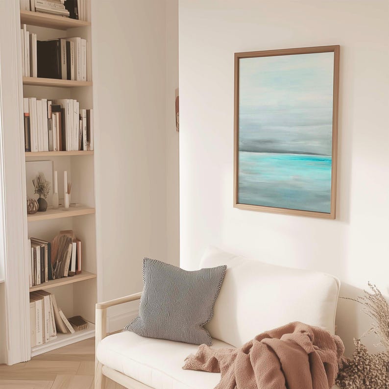 Abstract Seascape Painting Print Ocean Painting Coastal Wall Art Beach Themed Decor Nautical Decor Beach Wall Art Turquoise Coastal Prints image 5