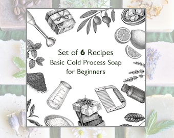 Lot de 6 recettes de savons pour débutants, traitement à froid, guide numérique PDF