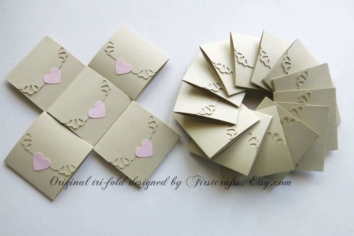 Mini Note Cards Mini Notecards Natural Tan/pink Trifold Envelope Mini