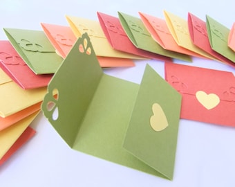 Mini note cards - Mini notecards Assorted color- Tri-fold envelope mini note cards - Mini note card- Small blank cards - 20 Blank notecards