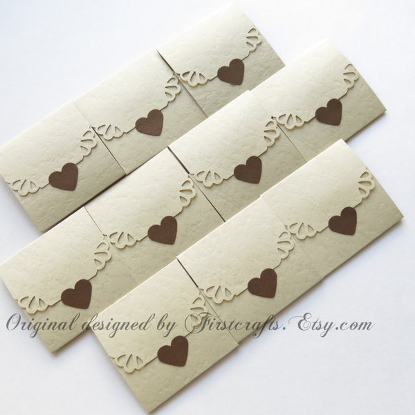 Mini note cards - Mini notecards Natural Tan - Tri-fold envelope mini blank cards - Wedding favor - Small blank cards - 20 Blank notecards