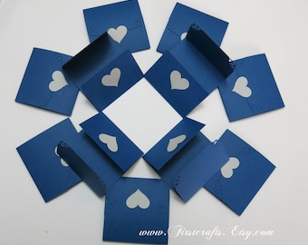 Mini note cards Navy blue/Gray-Mini notecards-Tri-fold envelope note cards-Wedding guestbook-Wedding guestbook alternative-20 Blank notecard