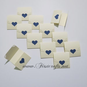 Mini cartes - Mini cartes - Petites cartes - Ivoire/bleu marine - Mini cartes vierges avec enveloppe à trois volets - Cadeaux de mariage - Baby shower - 20 cartes vierges
