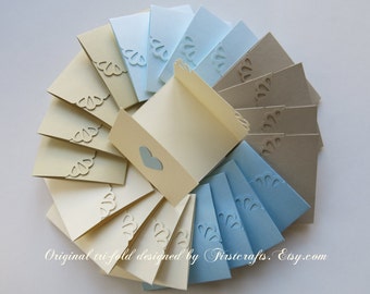 Mini note cards- Small cards- Mini notecards- Seaside- Tri-fold envelope mini blank cards- Wedding favors-Baby shower-20 Blank notecards