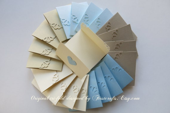 Mini note cards- Small cards- Mini notecards- Seaside- Tri-fold envelope mini blank cards- Wedding favors-Baby shower-20 Blank notecards