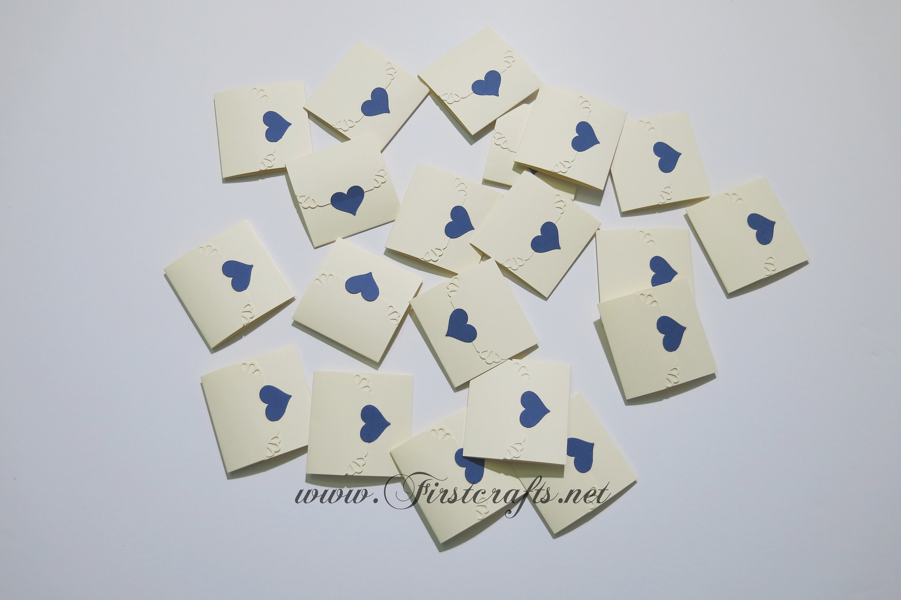 Blue Mini Notes Mini Note Cards- Mini Cards- Small Cards- Ivory/navy Blue- Tri-fold ...