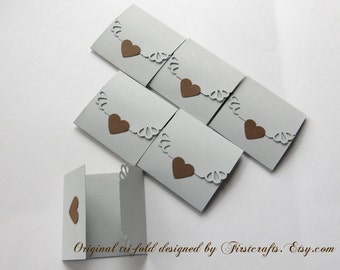 Mini note cards- Mini cards- Small cards- Gray cards- Tri-fold envelope mini blank cards- Wedding favors-Baby shower-20 Blank notecards