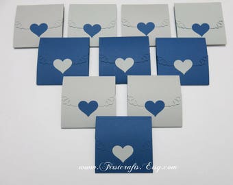 Mini note cards Navy blue/Gray-Mini notecards-Tri-fold envelope note cards-Wedding guestbook-Wedding guestbook alternative-20 Blank notecard