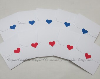 Mini note cards- Small cards- Mini notecards- American flag card- Tri-fold envelope mini blank cards- Party favor- 20 Blank notecards