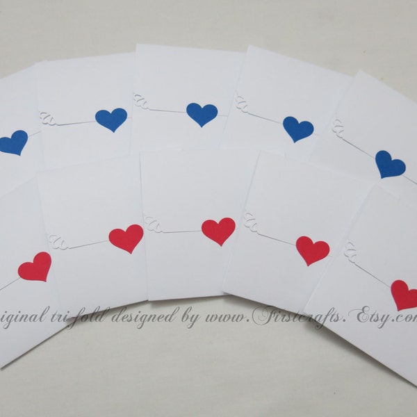 Mini note cards- Small cards- Mini notecards- American flag card- Tri-fold envelope mini blank cards- Party favor- 20 Blank notecards