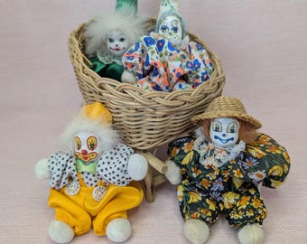 Muñecos de payaso pequeños de estilo vintage