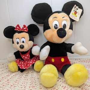 Peluche vintage de Disney de Mickey Mouse y Minnie Mouse imagen 1