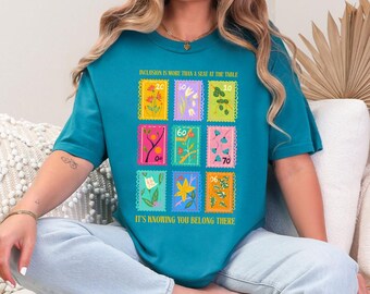 Inclusion Tee | Comfort Colors 1717, You Can Sit With Us, Vintage Stamps Collage, Inclusive Teacher Tee, SPED Teacher Shirt, SEL Tee, DEI