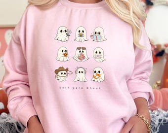 Self Care Ghoul Sweatshirt, Cozy Ghost Pullover, Mental Health