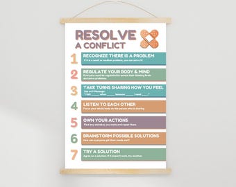 Conflict Resolution - Social-Emotional Learning Poster - Digital Download - 8.5x11 Poster for Classroom