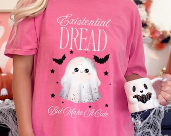 Cute Ghost Existential Dread Comfort Colors Shirt, Spooky Season Tee