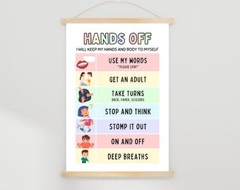 Hands to Myself Social-Emotional Learning Poster - Digital Download - 8.5x11 Poster for Classroom, Counselors Room, Desk, Hallway