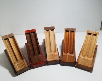 2P c Wood 2-Pen Box, Pen display box, Fold up Pen Display (OP0392 ch) Pen Presentation Box,  Pen gift box, 2 pen case