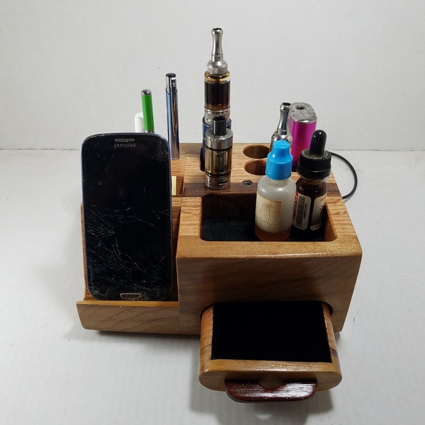 Desk Organizer, Vape stand, Cell Phone/Tablet  Holder, 2-Box Mod  (EC1067 w/ro),  Tank Display, e-Juice storage