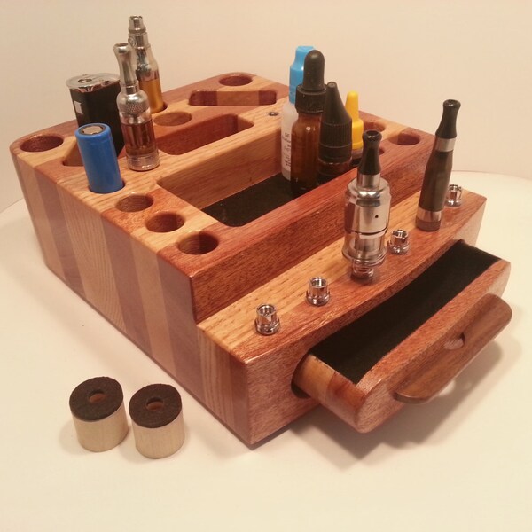 E- Cigarette Ecig Vapor Stand/Display Wood Organizer (EC0350) --Tube Mod - Box Mod - TANKS - Batteries