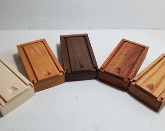 Small Slide Top general Purpose Wood Box  (BX0292) (ID 4.2x1.9x.6 tall) Presentation Box,  Gift box, Keepsake Box