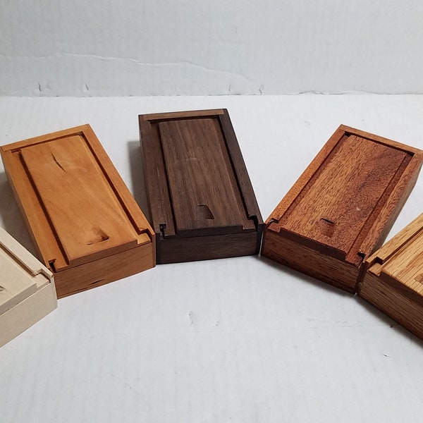 Small Slide Top general Purpose Wood Box  (BX0292) (ID 4.2x1.9x.6 tall) Presentation Box,  Gift box, Keepsake Box