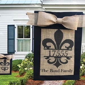 Personalized Burlap Garden Flag for New Homeowners, Custom Outdoor Monogram Sign for Realtor Gift, Initial Yard Decor Wedding Gift