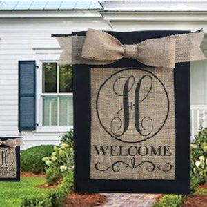 Personalized Burlap Garden Flag for New Homeowners, Custom Outdoor Monogram Sign for Realtor Gift, Initial Yard Decor Wedding Gift