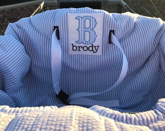 Embroidered personalized cow print shopping cart cover monogrammed cover grocery cart cover reversible high chair cover