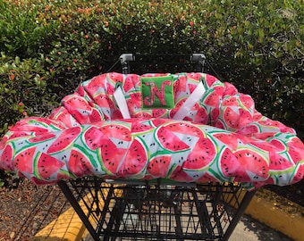 Embroidered watermelon print shopping cart cover, high chair cover, grocery cart cover, personalized watermelon cart cover, baby cart cover