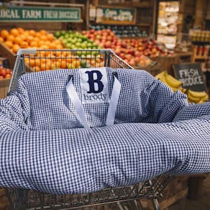 Embroidered Gingham Shopping Cart Cover, Monogrammed Baby Seat Cover