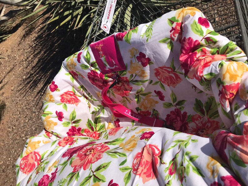 Pet Shopping Cart Cover Embroidered Floral and Hot Pink Etsy